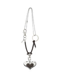 HEART METAL NECKLACE(BLACK LEATHER)