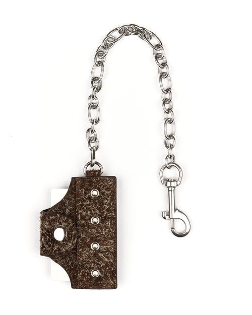 BELTED BRIEF CARD HOLDER (BROWN HAIRY SUEDE)